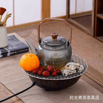 电陶炉新款煮茶提梁家用茶壶耐高温一体火锅烧烤围炉煮茶玻璃茶具