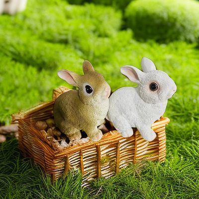 仿真可爱小兔子动物庭院摆件室外花园阳台幼儿园装饰品树脂工艺品