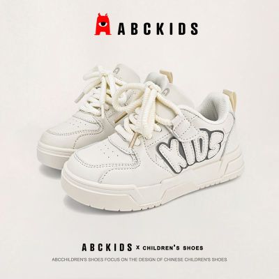 Abckids童鞋2024春新款女童小白鞋百搭板鞋男童中大童
