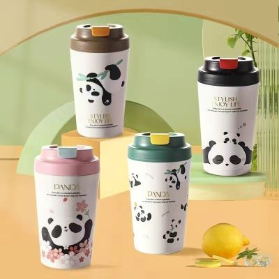2023新款熊猫国潮女生高颜值水杯陶瓷内胆咖啡杯陶瓷内胆便携水杯
