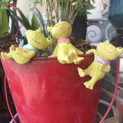 三个青蛙小动物猫狗猴象兔熊鱼缸造景花盆挂件花园庭院阳台装饰品