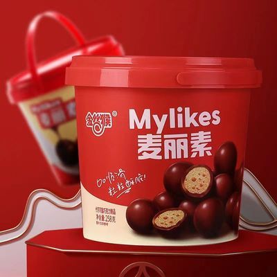 金丝猴麦丽素桶装正版网红巧克力豆麦芽糖果休闲零食儿童毕业礼物