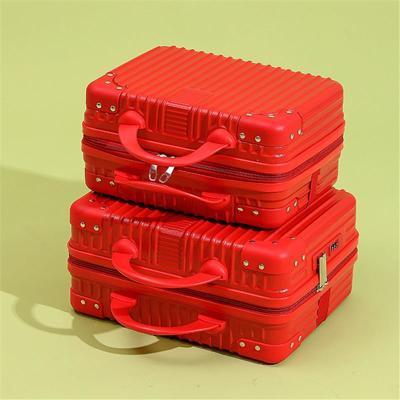 小型化妆箱迷你手提箱子14寸行李箱红色伴手礼16寸密码旅行箱包厂