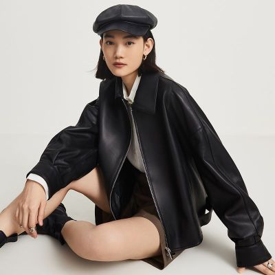 真皮皮衣女短款2025秋季新款气质翻领绵羊皮夹克外套宽松时尚