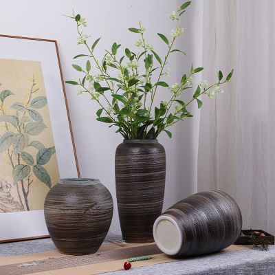 高颜值新中式艺术气泡釉花瓶陶瓷摆件复古家居客厅软装陶罐插花器