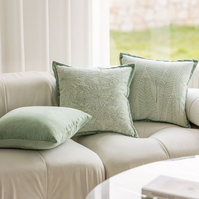 轻法式绿色沙发抱枕套ins风北欧客厅装饰靠枕床头靠垫床上腰靠背