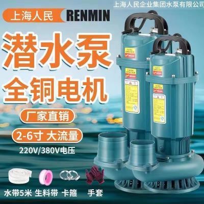 上海人民潜水泵220V380V清水泵农用灌溉泵家用大流量高扬