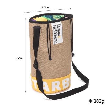 亚麻麻编织水桶包超大容量草编单肩包通用时尚拼色包福利包
