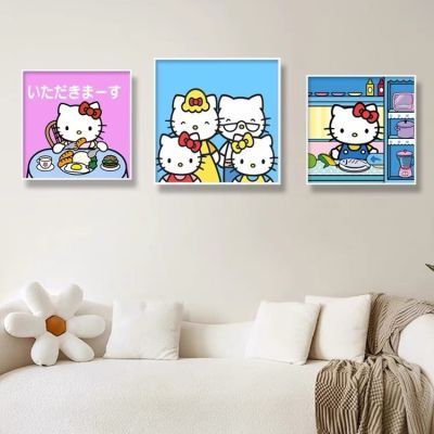 Hello Kitty多巴胺卡通动漫治愈系装饰画客厅餐厅画背景墙装饰画