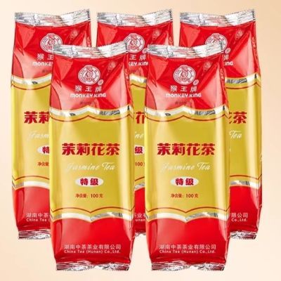 中茶猴王2023茉莉花茶4袋经典特级浓香型新茶茶叶袋装浓香100克