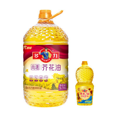 【5.938L】多力尚选芥花油5.7L赠黄金3益葵花籽油小油