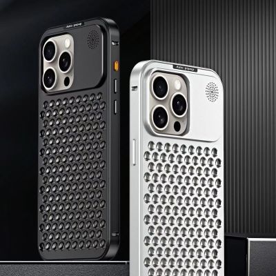 铝合金手机壳适用苹果15promax散热镂空iPhone14/13香薰全包硬壳