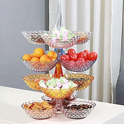 果盘零食客厅茶几网红创意塑料多层水果盘家用新款干果高档糖果