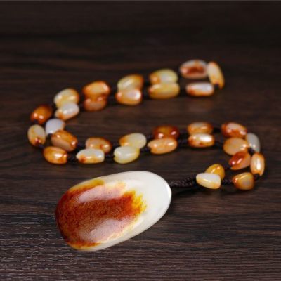 【鉴定证书】新疆和田玉籽料吊坠和田玉原石原皮挂件羊脂白玉项链