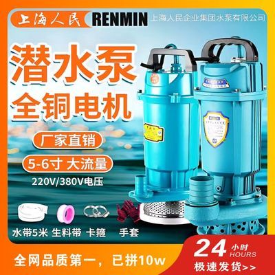 上海人民潜水泵220V380V清水泵农用灌溉泵家用大流量高扬