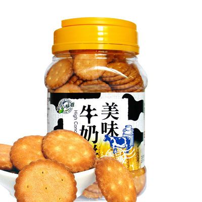 台湾进口办公休闲零食安心味觉香甜脆美味牛奶饼干320g罐装奶