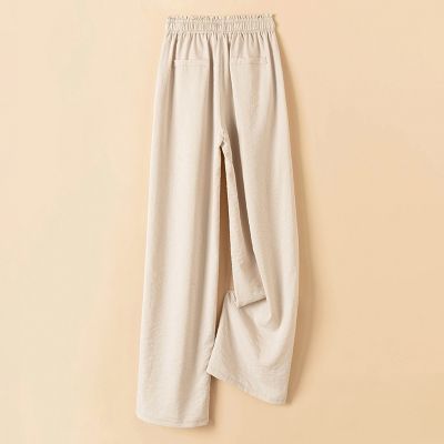 亚麻夏季休闲裤中式薄款裤子男女士中国筒裤宽松复古风长裤