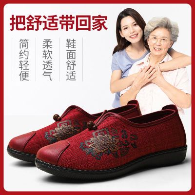 老北京布鞋女款春季中老年奶奶鞋一脚蹬老年人软底防滑老太太布鞋