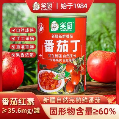 新疆笑厨400g无添加防腐剂色素去皮番茄丁罐头番茄酱家用番茄牛腩