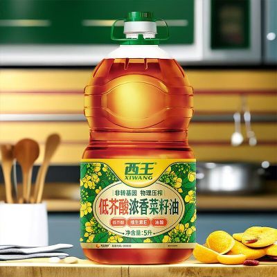 西王浓香菜籽油5L低芥酸三级非转基因理压榨小榨家用桶装食用油