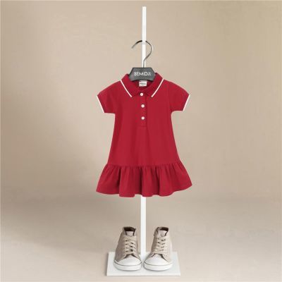 女童红色连衣裙薄款夏季2024儿童新款宝宝公主小童POLO裙洋气裙子