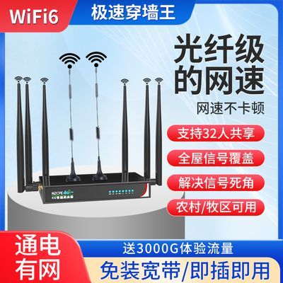 全网通 真4/5g宽带wifi6无线千兆路由器农村户外家庭免插卡不限速