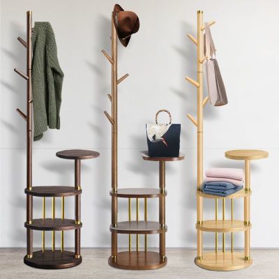 实木落地式衣帽架 卧室多功能挂衣架 现代客厅简约多功能挂包架