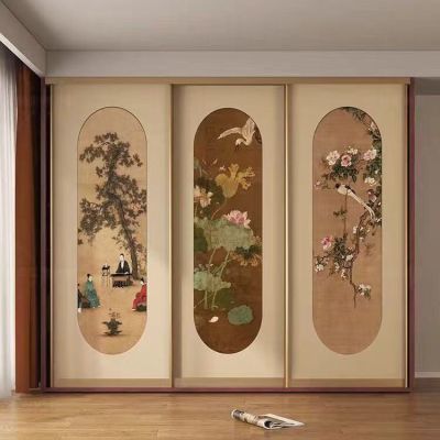 中式复古装饰衣柜门贴纸中国风改造老式柜子木门房间翻新贴画壁纸