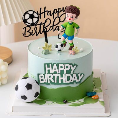 足球主题儿童生日蛋糕装饰踢足球男孩摆件少年烘焙插件插牌套装