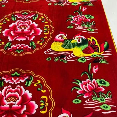 新款鸳鸯金丝绒加厚被套床单双人传统老式图案中式龙凤花布通用床