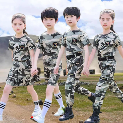 儿童演出迷彩服套装夏令营男女军装幼儿园表演服小学生军训服夏