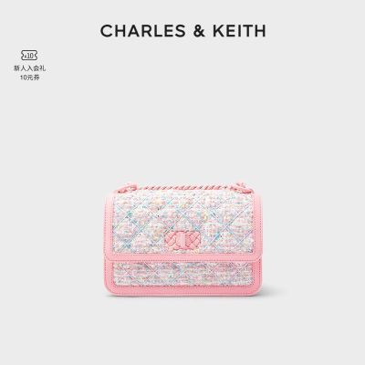 CHARLES&KEITH23春季新品菱格链条斜挎小方包女包