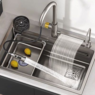 家韵水槽单槽厨房洗菜盆304不锈钢洗碗槽家用洗碗池纳米台下盆