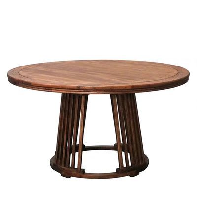 中式实木餐桌椅老榆木组合餐桌简约转盘圆桌吃饭饭桌桌子圆形家用