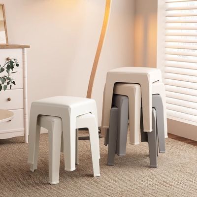 小凳子家用塑料矮凳子加厚软包方凳可叠放客厅茶几小板凳儿童椅子