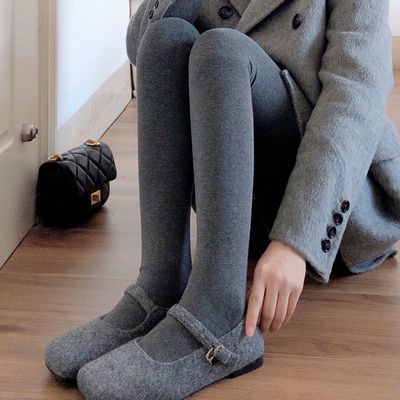 烟灰色连裤袜秋冬季加厚加绒咖啡色保暖底裤显瘦深灰色打底脚袜
