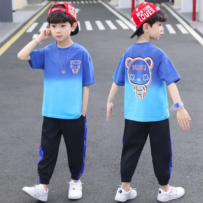 童装男童套装夏装2024新款韩版儿童运动中大童短袖两件套帅气
