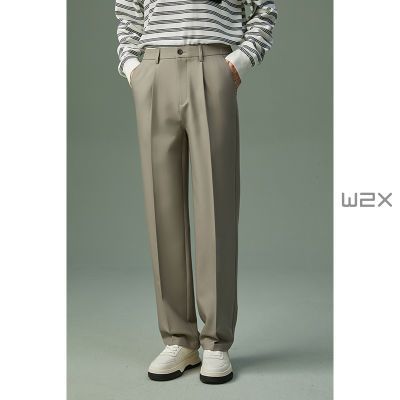 W2X春秋季新款直筒宽松休闲裤男垂坠感小西装裤高级感百搭长裤子