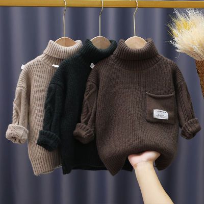 男童高领套头毛衣秋冬季加绒加厚保暖儿童针织长袖毛线衣韩版洋气