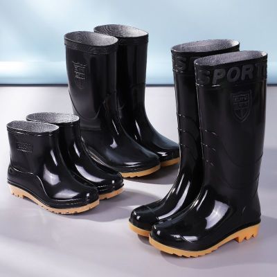 耐磨防水雨鞋耐酸碱胶鞋高筒雨靴加厚防滑劳保男士洗车水鞋水靴