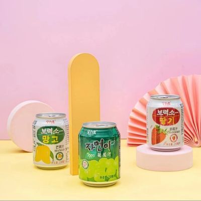 【清仓特价】宝力素果汁饮料238g*9瓶罐装葡萄汁果肉韩国风味饮品