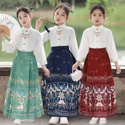 2024新款马面群女童套装中国日常儿童汉服古装半身裙夏季薄款