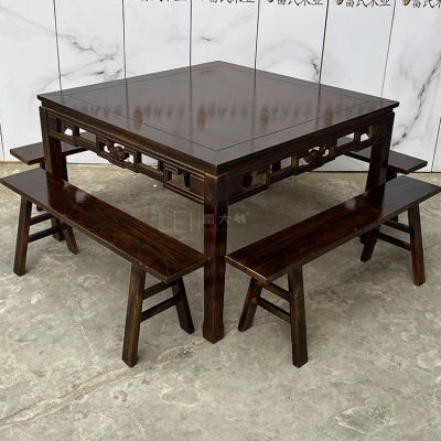 复古风八仙桌子正方形家用仿古四方桌饭店面馆桌椅组合商用桌子