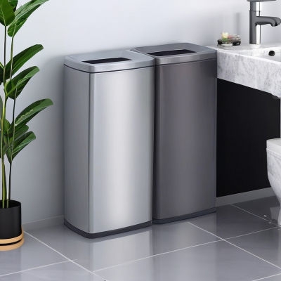 酒店卫生洗手间擦手纸垃圾桶不锈钢方形加高厨房大号容量商用无盖