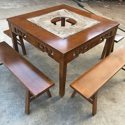 大理石火锅桌四方方形火锅店专用桌椅组合两用无烟电磁炉一体中式