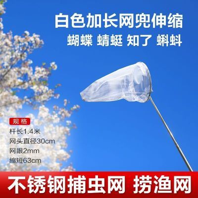 渔网捞鱼儿童可伸缩渔网捕昆虫网捕捞鱼网兜抄网抓蜻蜓蝴蝶玩具