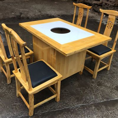 大理石火锅桌商用烤肉桌两用火锅店组合全套电磁炉一体桌无烟定制