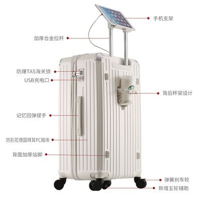 SGG行李箱多功能大容量旅行箱登机箱五轮拉杆箱带密码箱耐用网红