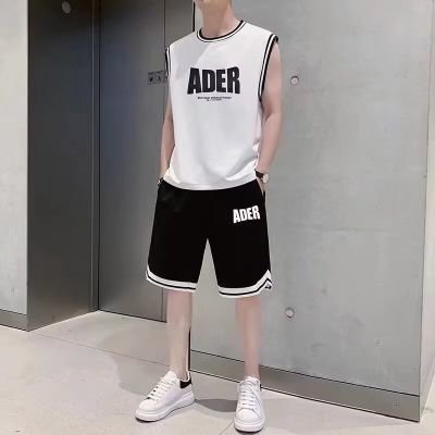 夏季篮球运动套装男韩版潮流痞帅情侣假两件无袖T恤短裤球衣