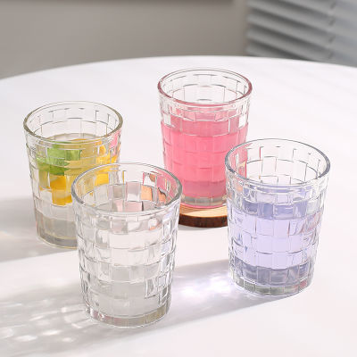 4只装藤编玻璃杯ins风清新森系家用浮雕水杯饮料杯创意喝水